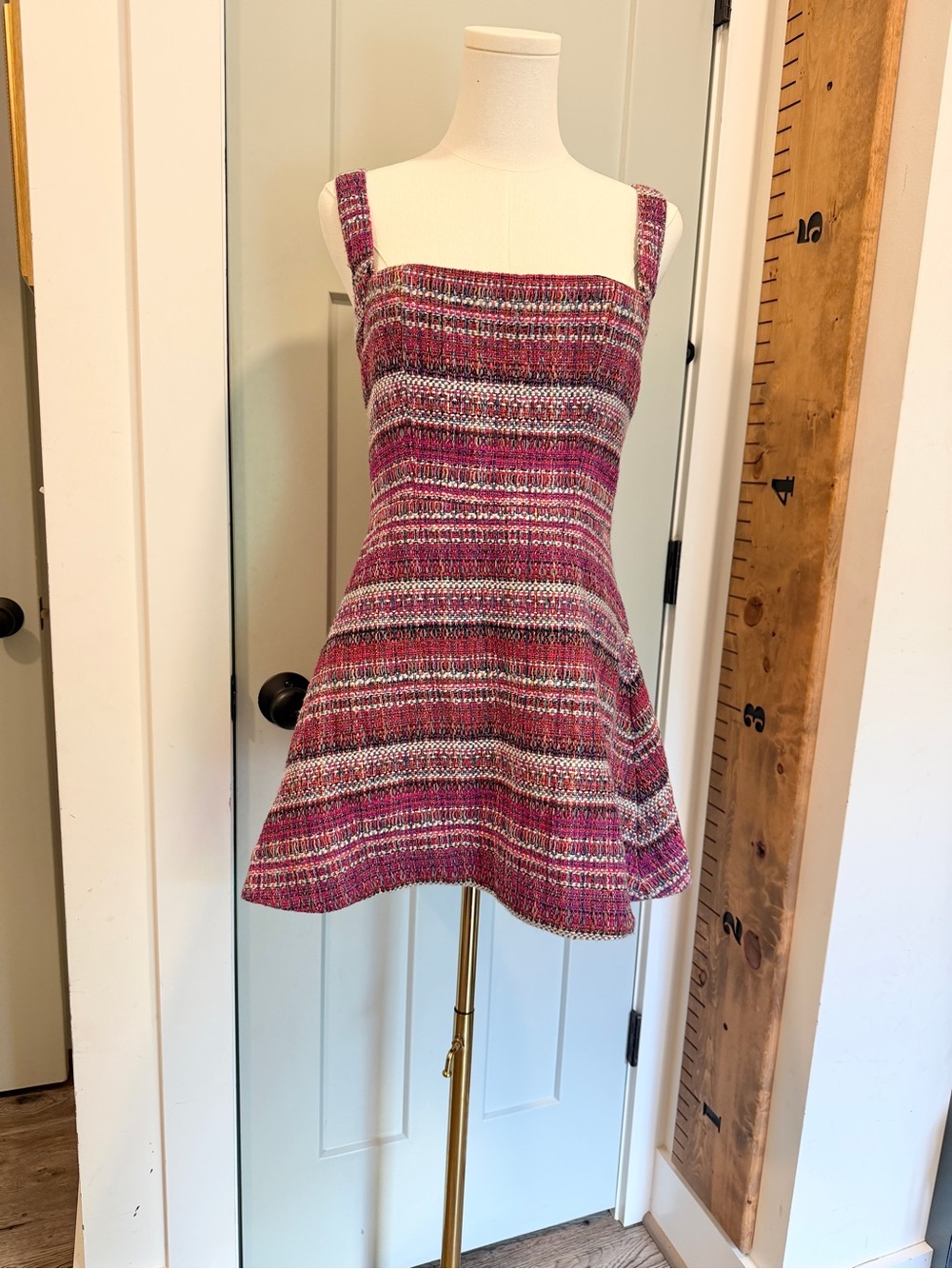 NBD Luce Dress Revolve Pinafore Tweed Boucle Fit Flare Medium - Picture 2 of 7
